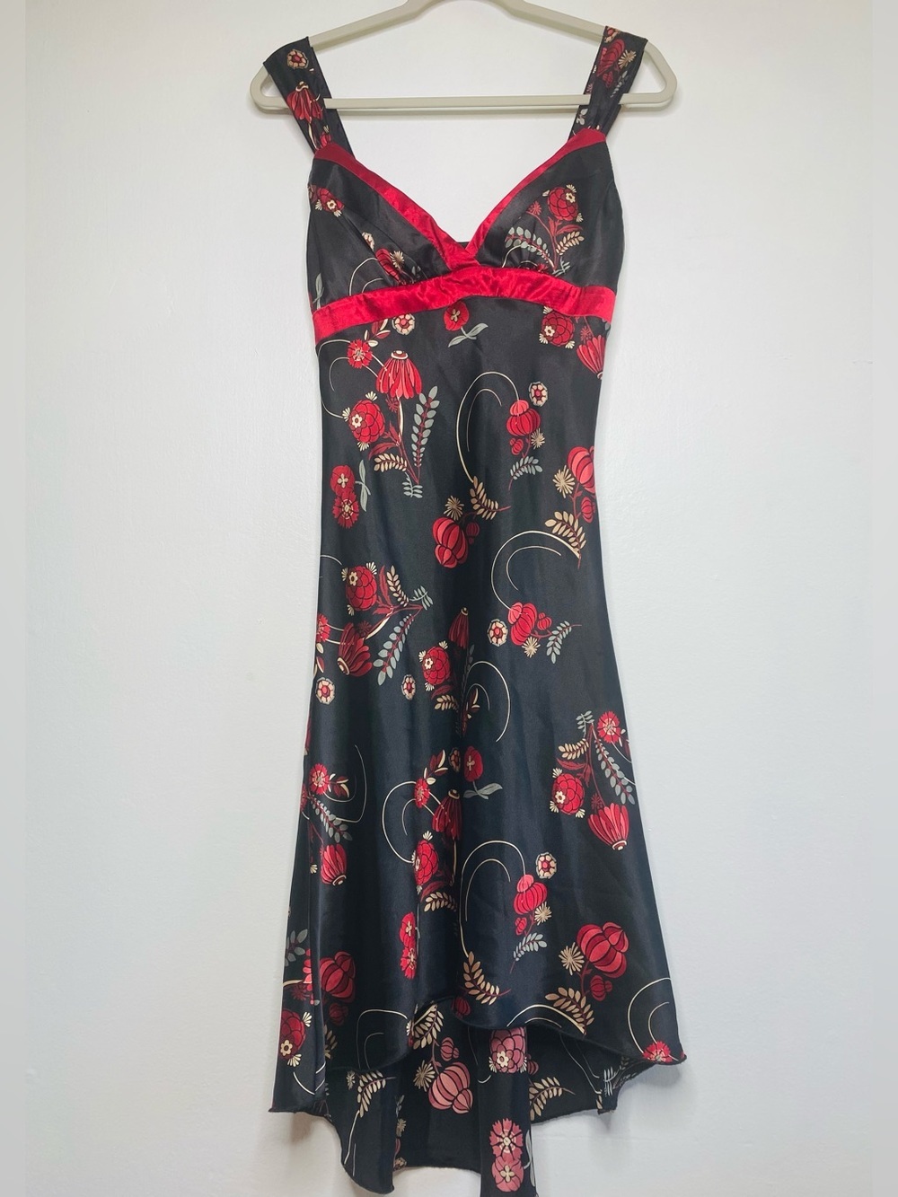 Y2K Satin empire waist Slip Midi Dress Size 4-6 Cocktail Party night out